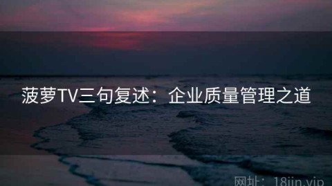 菠萝TV三句复述：企业质量管理之道
