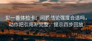 爱一番体检卡：问题结论强度合适吗，动作把引用补完整，提示四步回放