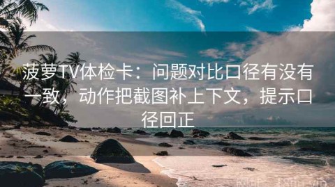 菠萝TV体检卡：问题对比口径有没有一致，动作把截图补上下文，提示口径回正