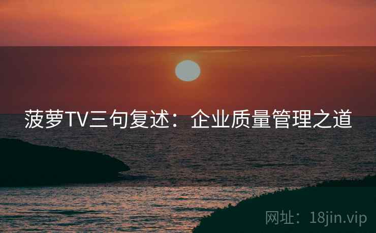 菠萝TV三句复述：企业质量管理之道